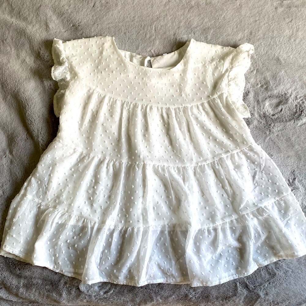 Women’s Casual Medium Dot Cap Sleeve Loose Babydoll Blouse